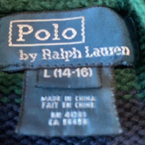 Boys Polo Sweater size L (14-16).  Green and Blue in color. Excellent condition! - Picture 2 of 4